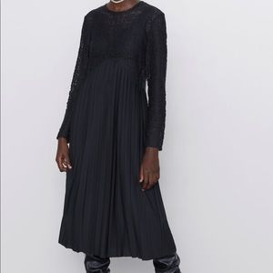 Zara lace/pleated dress